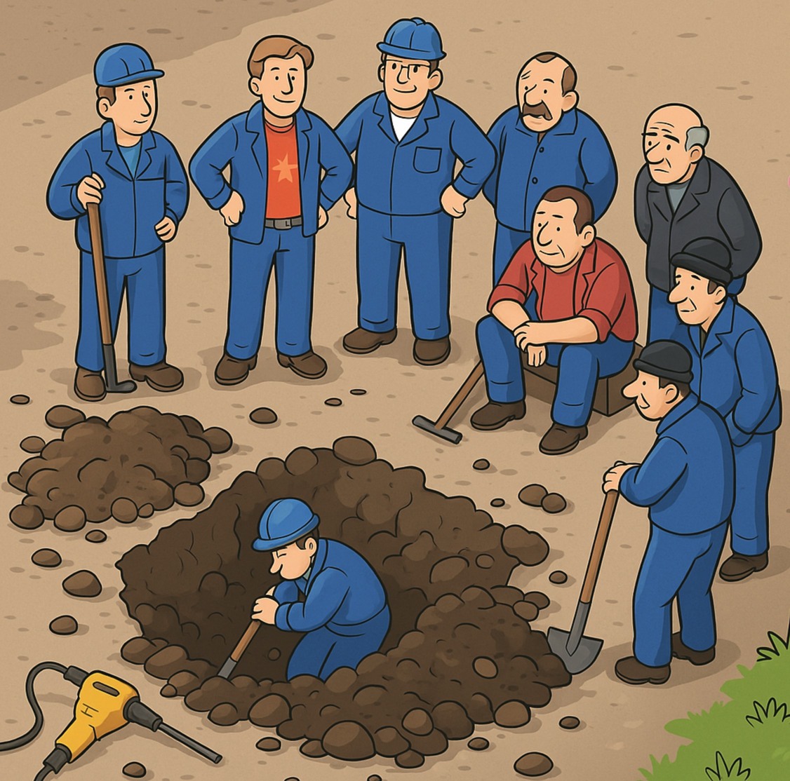 An illustration of a team debugging a production incident together