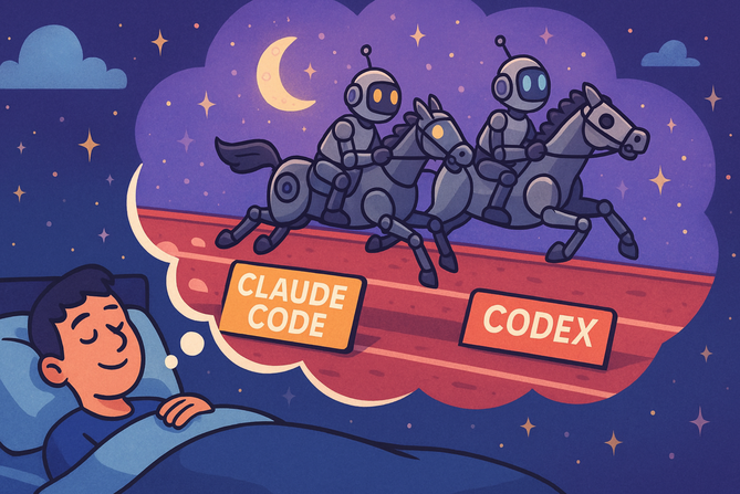 An illustration of Claude Code and Codex racing as AI Code Agents